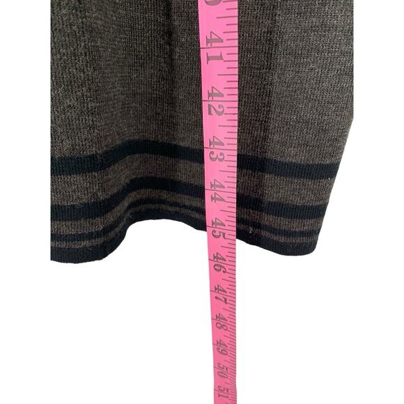 Deane & White Woman Long Cardigan Size 1X Plus Wool Blend Black Gray - Picture 5 of 8